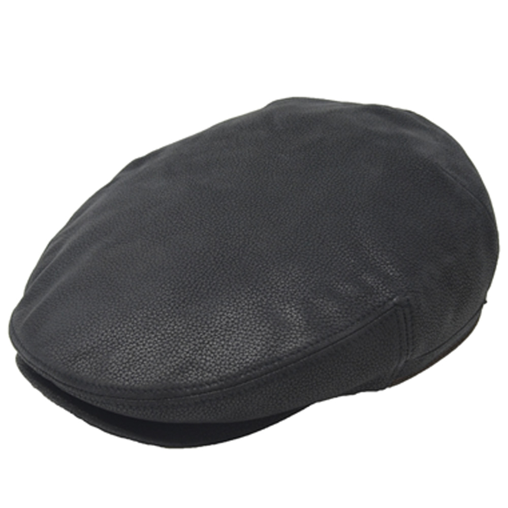 black leather ivy cap